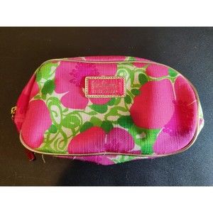 Lilly Pulitzer Makeup Bag Zipper Pouch Pink Floral Clutch Change Purse
